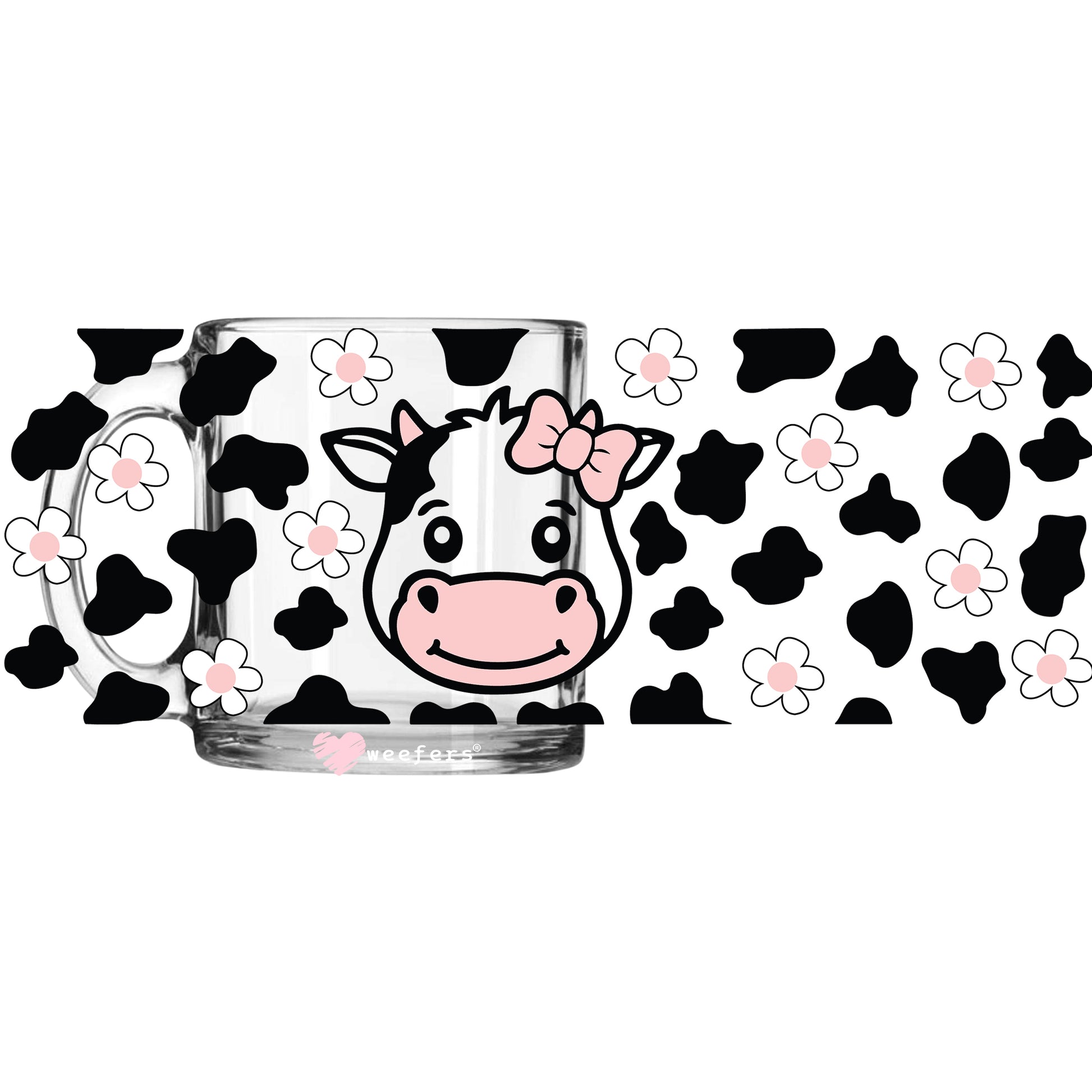 Happy Cow Black Print 11oz Coffee Mug UV DTF or Sublimation Wrap - Decal - Weefers