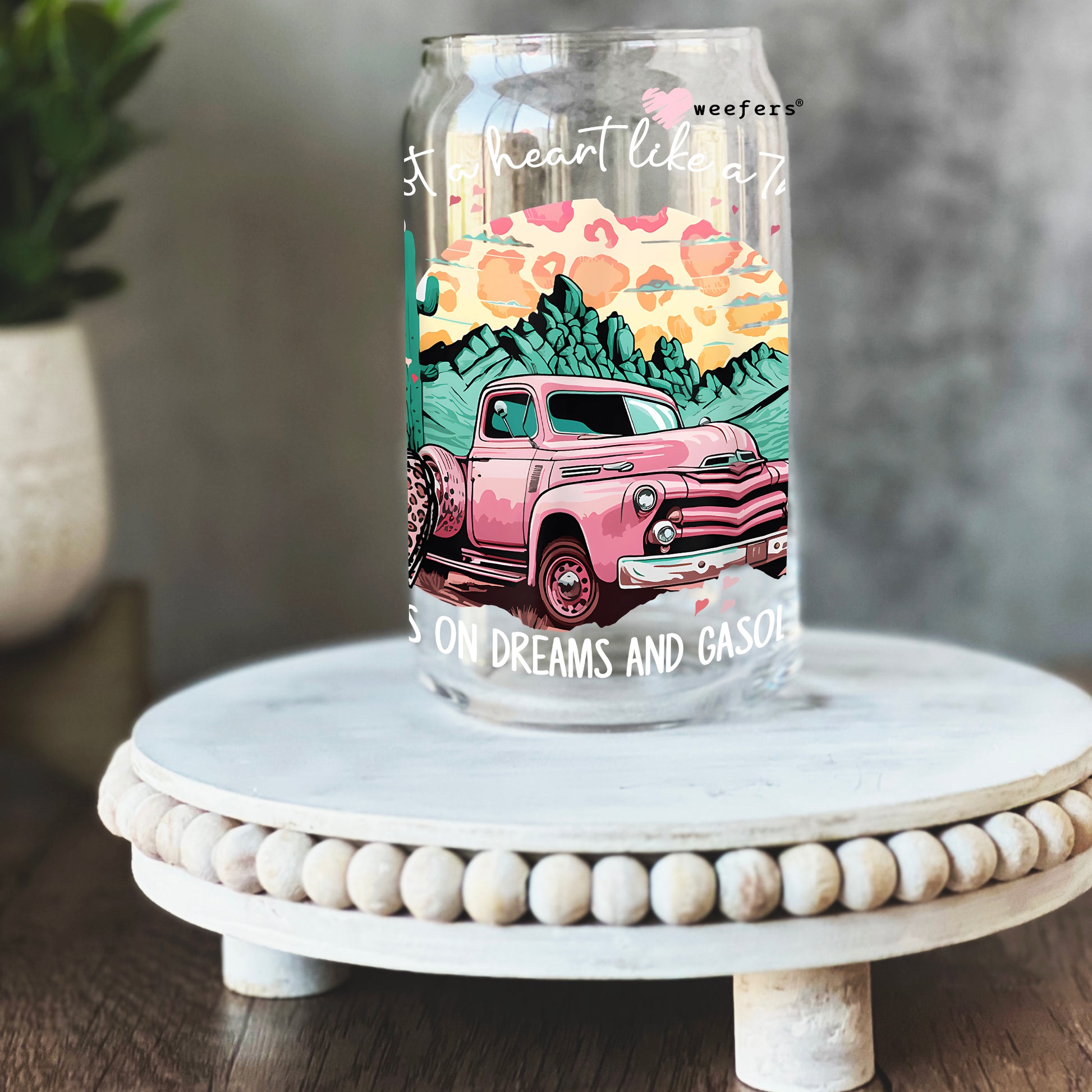 I got a heart like a truck 16oz Libbey Glass Can UV DTF or Sublimation Wrap - Decal - Weefers