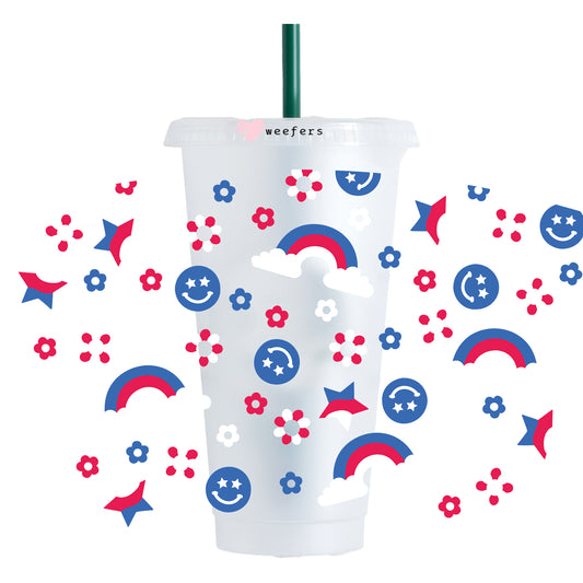 4th of July Rainbows 24oz UV DTF Cold Cup Wrap - Ready to apply Wrap - NO HOLE - Weefers