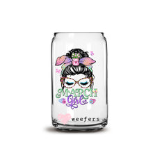 Load image into Gallery viewer, Messy Bun March Girl Birthday Month 16oz Libbey Glass Can UV-DTF or Sublimation Wrap - Decal
