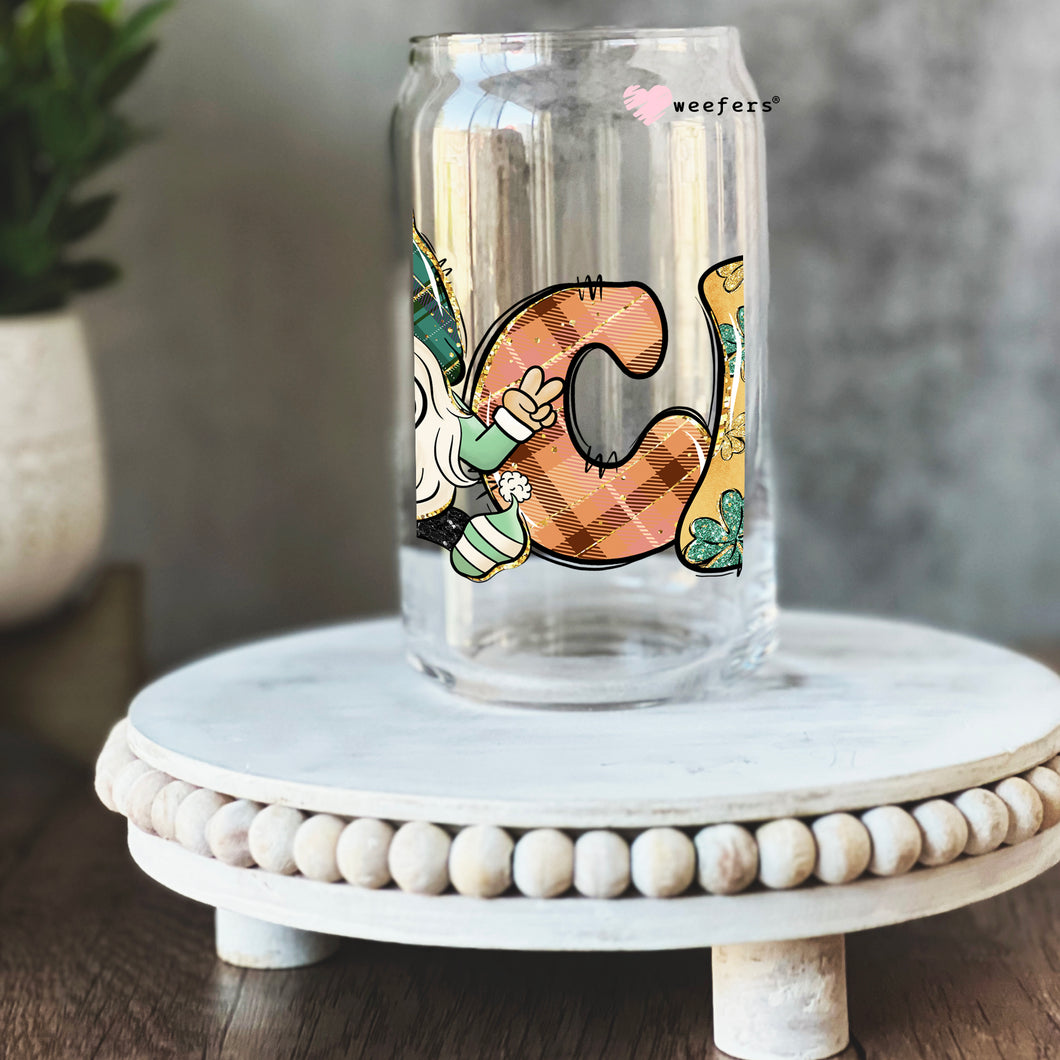 a glass with a cartoon character on it
