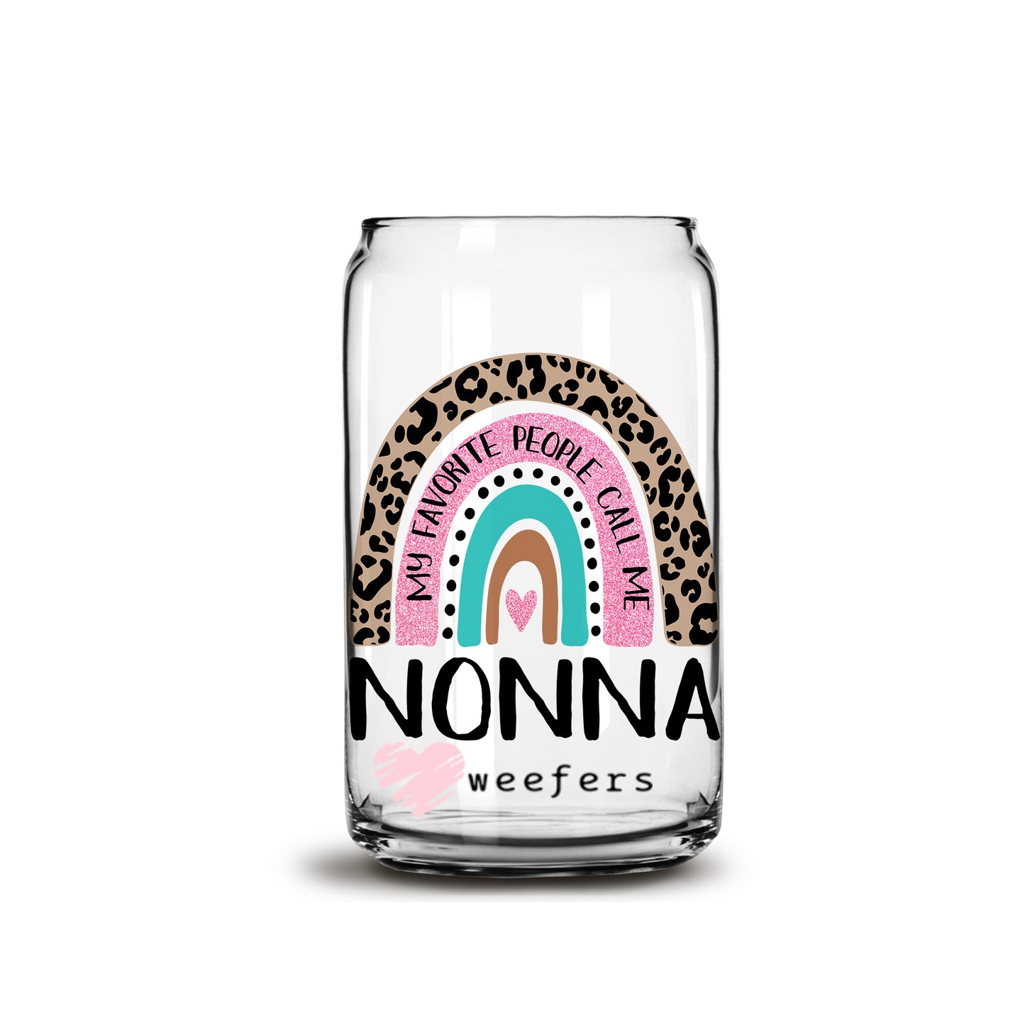 Mother's Day Nonna Boho Rainbow Libbey Glass Can UV DTF or Sublimation Wrap - Decal - Weefers