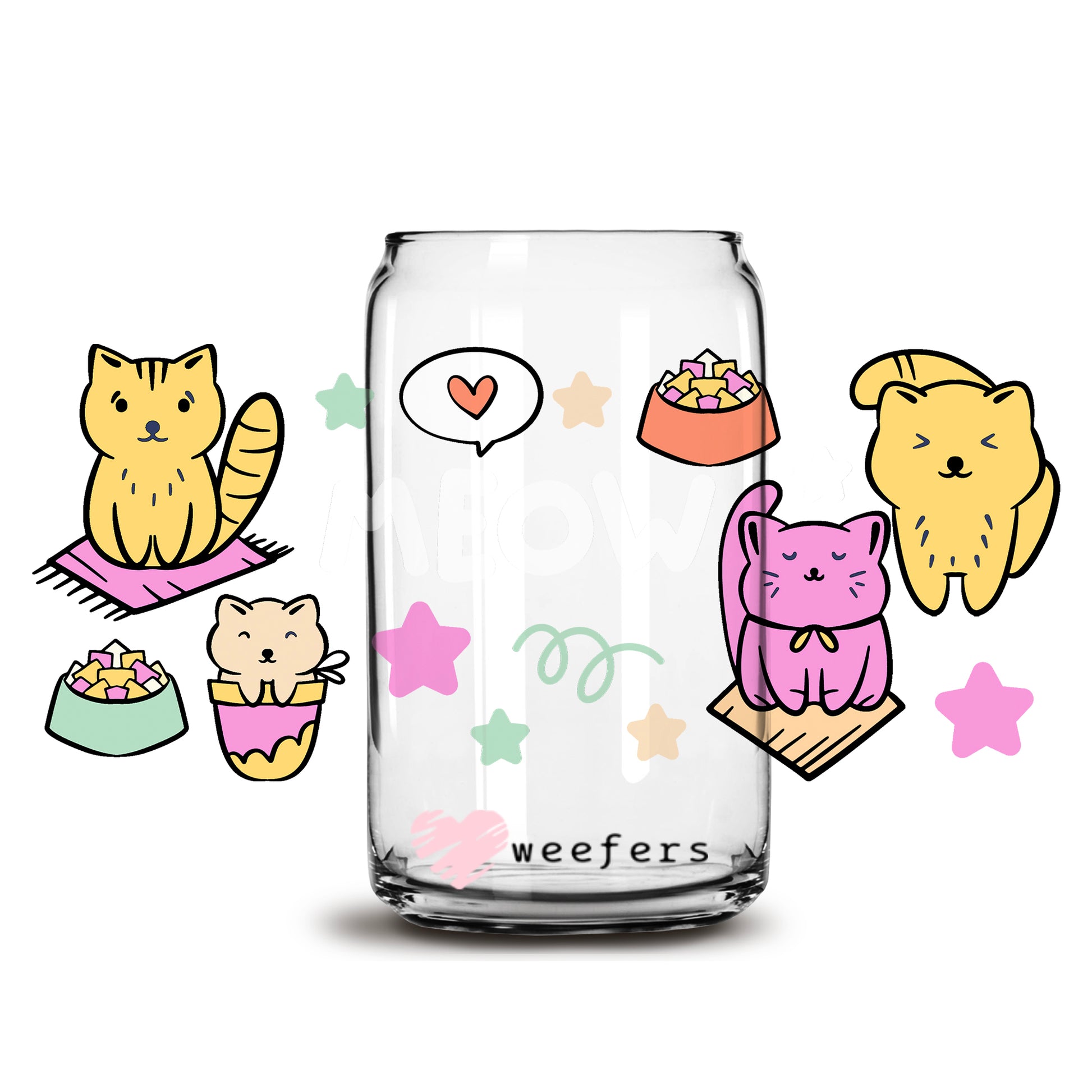 The Cats Meow 16oz Libbey Glass Can UV DTF or Sublimation Wrap - Decal - Weefers