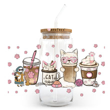 Load image into Gallery viewer, Pink Cat Mom Coffee Latte 20oz Libbey Glass Can, 34oz Hip Sip, 40oz Tumbler UVDTF or Sublimation Decal Transfer
