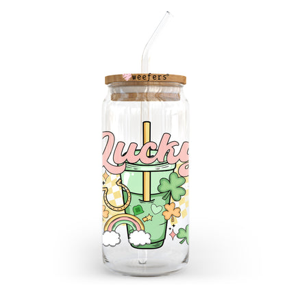 Lucky Green Tea St. Patrick's Day 20oz Libbey Glass Can UV DTF or Sublimation Wrap - Decal Transfer - Weefers