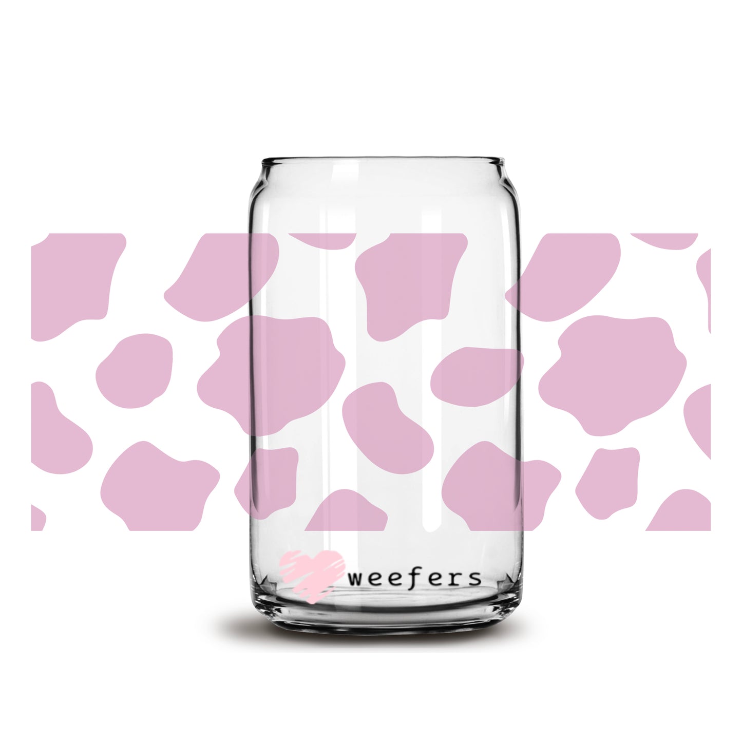 Violet Cow Print 16oz Libbey Glass Can UV DTF or Sublimation Wrap - Decal - Weefers