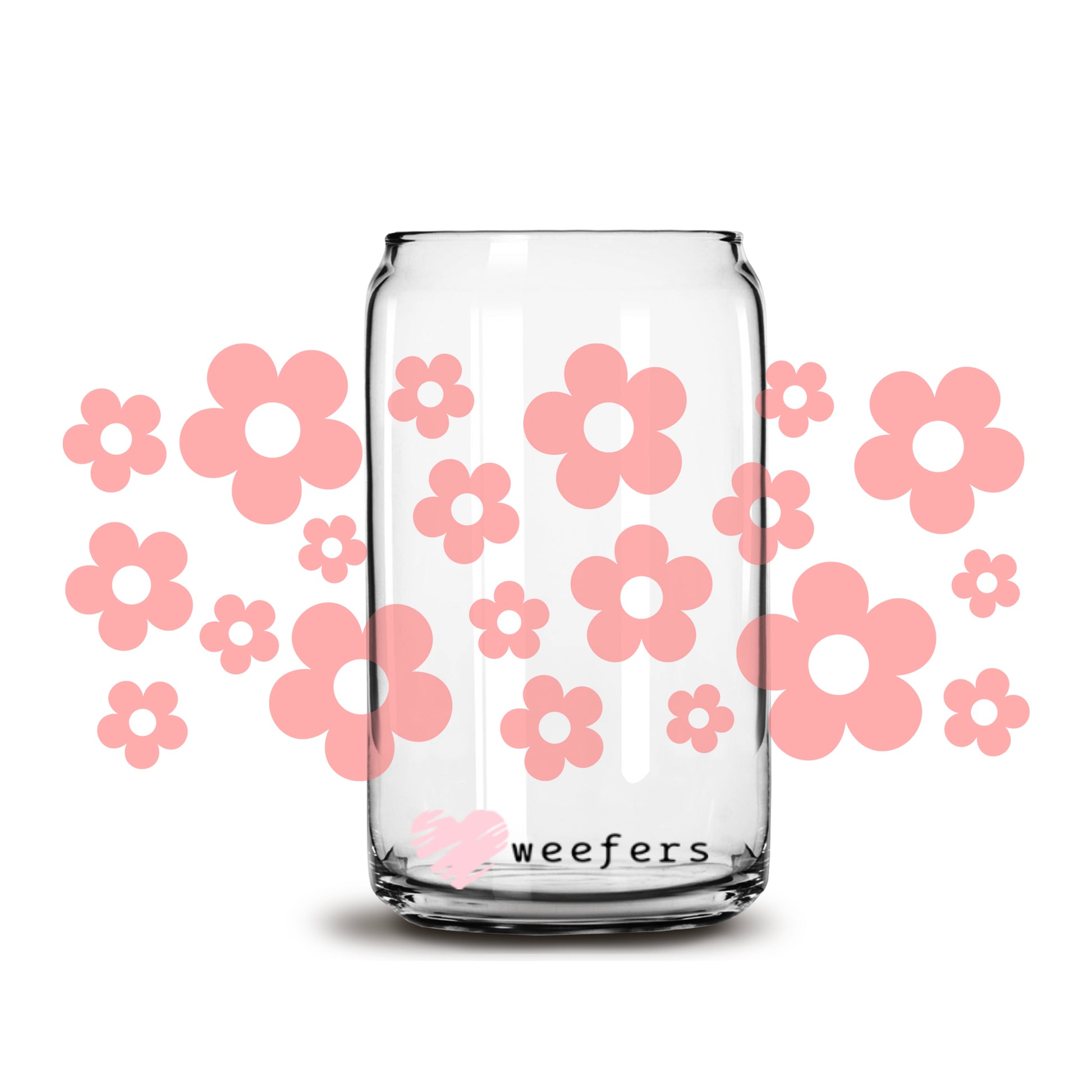 Retro Coral Flowers Retro Libbey Glass Can Wrap UV DTF Sublimation Transfers - Weefers