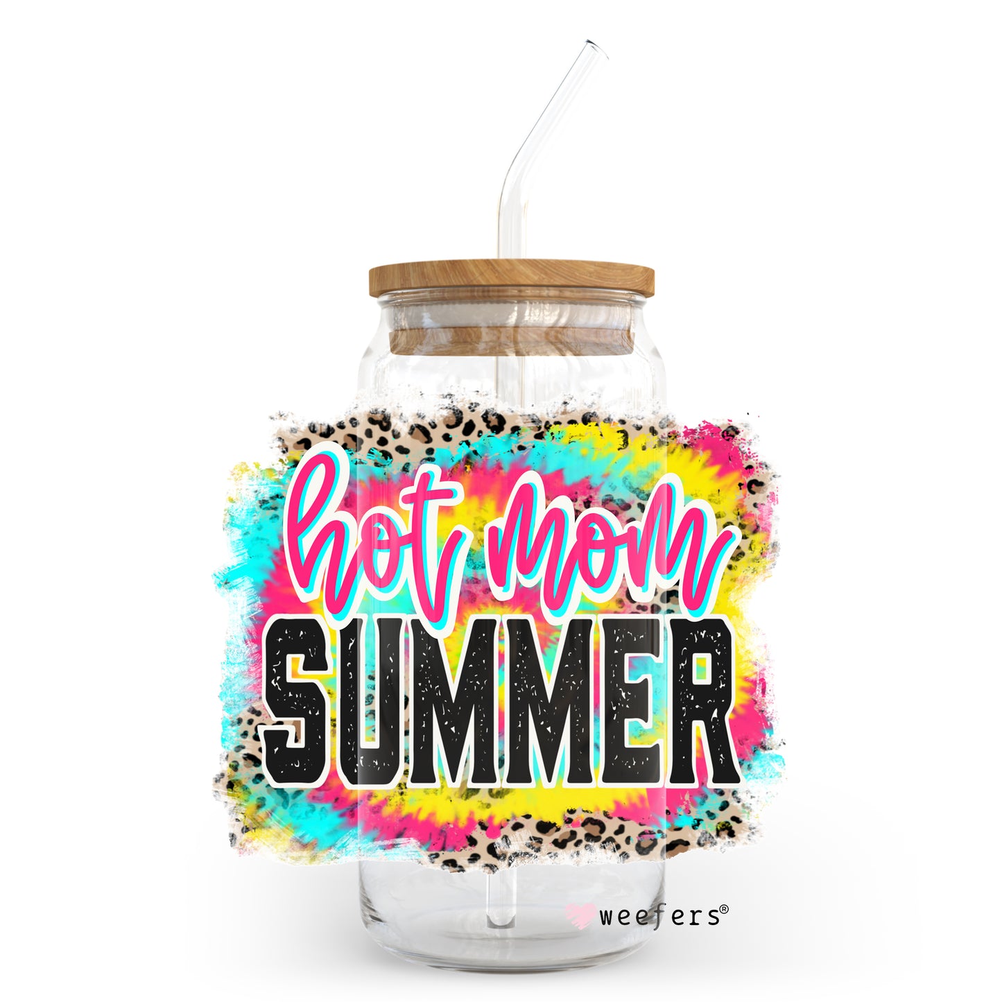 Hot Mom Summer 20oz Libbey Glass Can, 34oz Hip Sip, 40oz Tumbler UV DTF or Sublimation Decal Transfer - Weefers