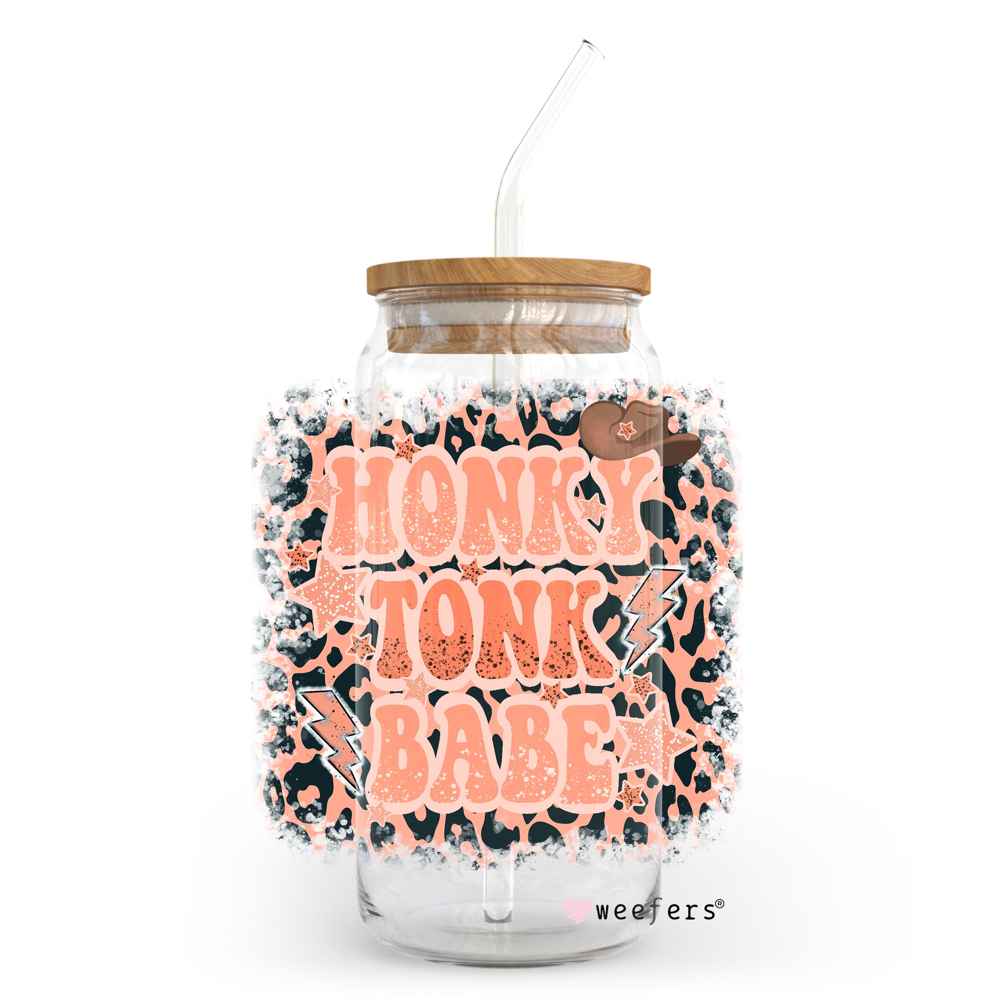 Honky Tonk Babe 20oz Libbey Glass Can, 34oz Hip Sip, 40oz Tumbler UV DTF or Sublimation Decal Transfer - Weefers