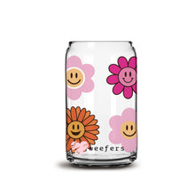 Load image into Gallery viewer, Retro Smile Flowers Libbey Glass Can Wrap UV-DTF Sublimation Transfers
