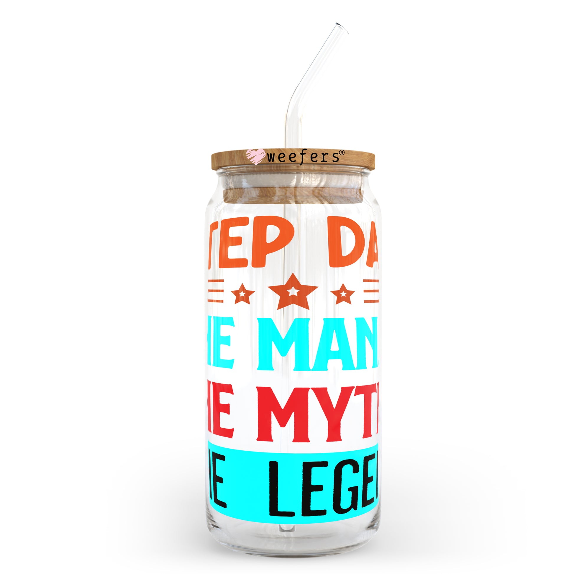 Step Dad the Man the Myth the Legend 20oz Libbey Glass Can, 34oz Hip Sip, 40oz Tumbler UV DTF or Sublimation Decal Transfer - Weefers