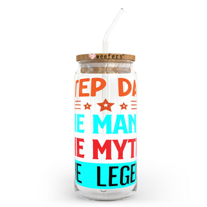 Step Dad the Man the Myth the Legend 20oz Libbey Glass Can, 34oz Hip Sip, 40oz Tumbler UV DTF or Sublimation Decal Transfer - Weefers