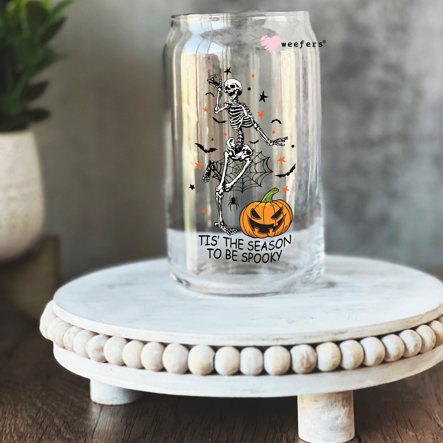 It's the Season to Be Spooky Halloween 16oz Libbey Glass Can UV DTF or Sublimation Wrap - Decal - Weefers