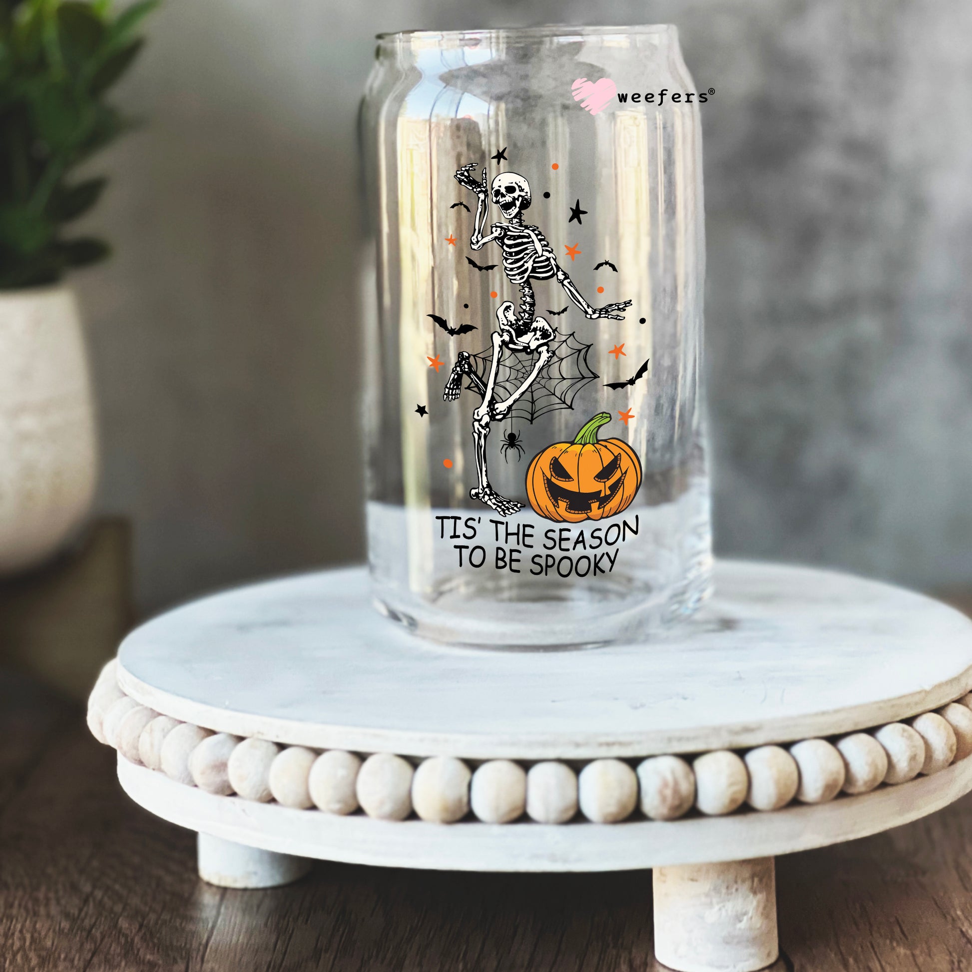 It's the Season to Be Spooky Halloween 16oz Libbey Glass Can UV DTF or Sublimation Wrap - Decal - Weefers