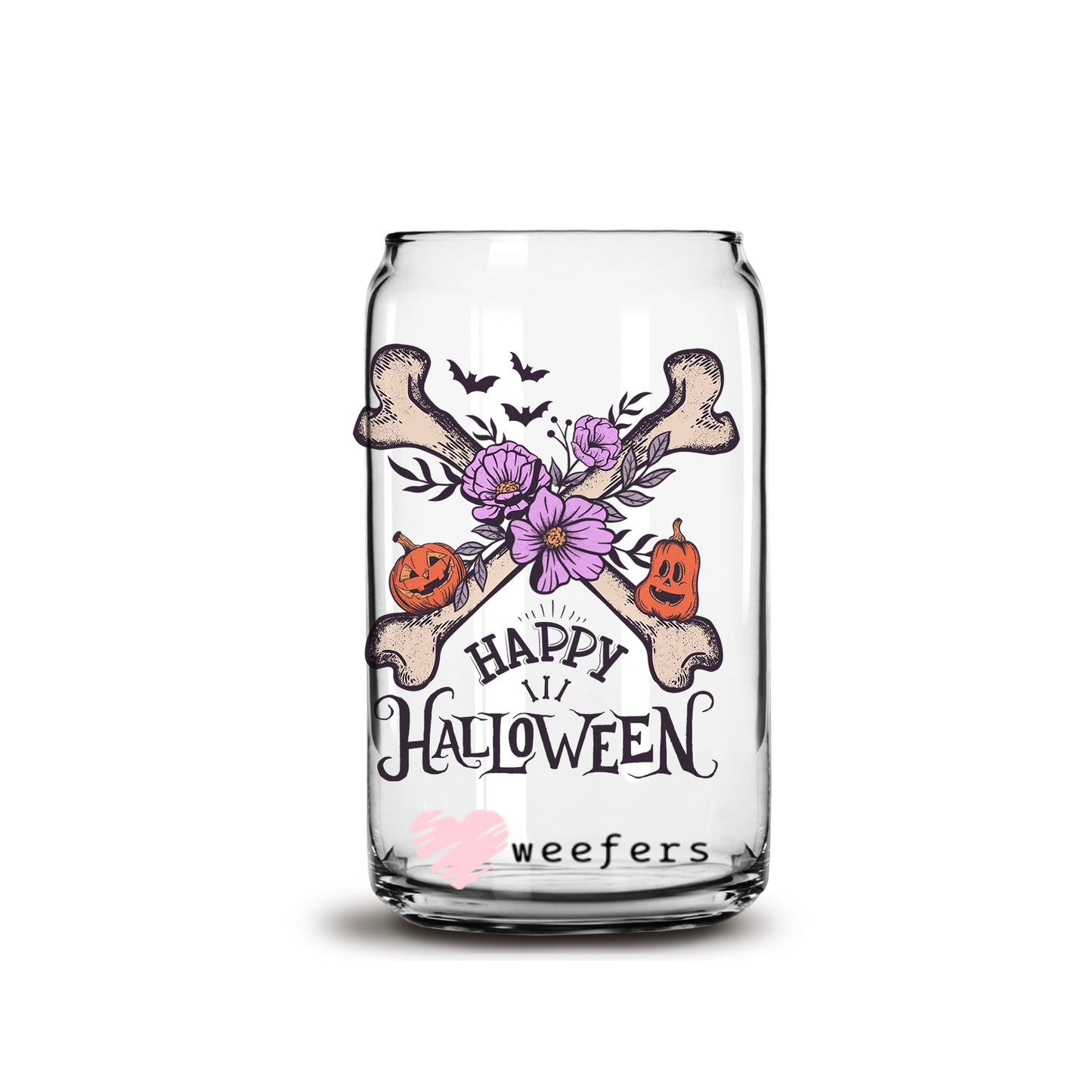 Happy Halloween 16oz Libbey Glass Can UV DTF or Sublimation Wrap - Decal - Weefers