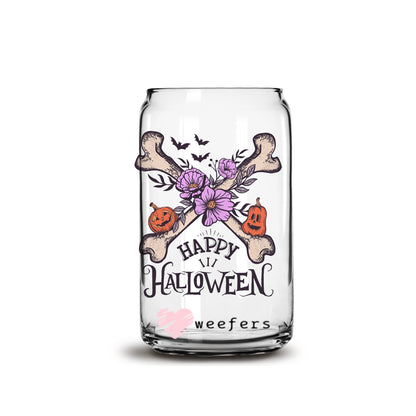 Happy Halloween 16oz Libbey Glass Can UV DTF or Sublimation Wrap - Decal - Weefers