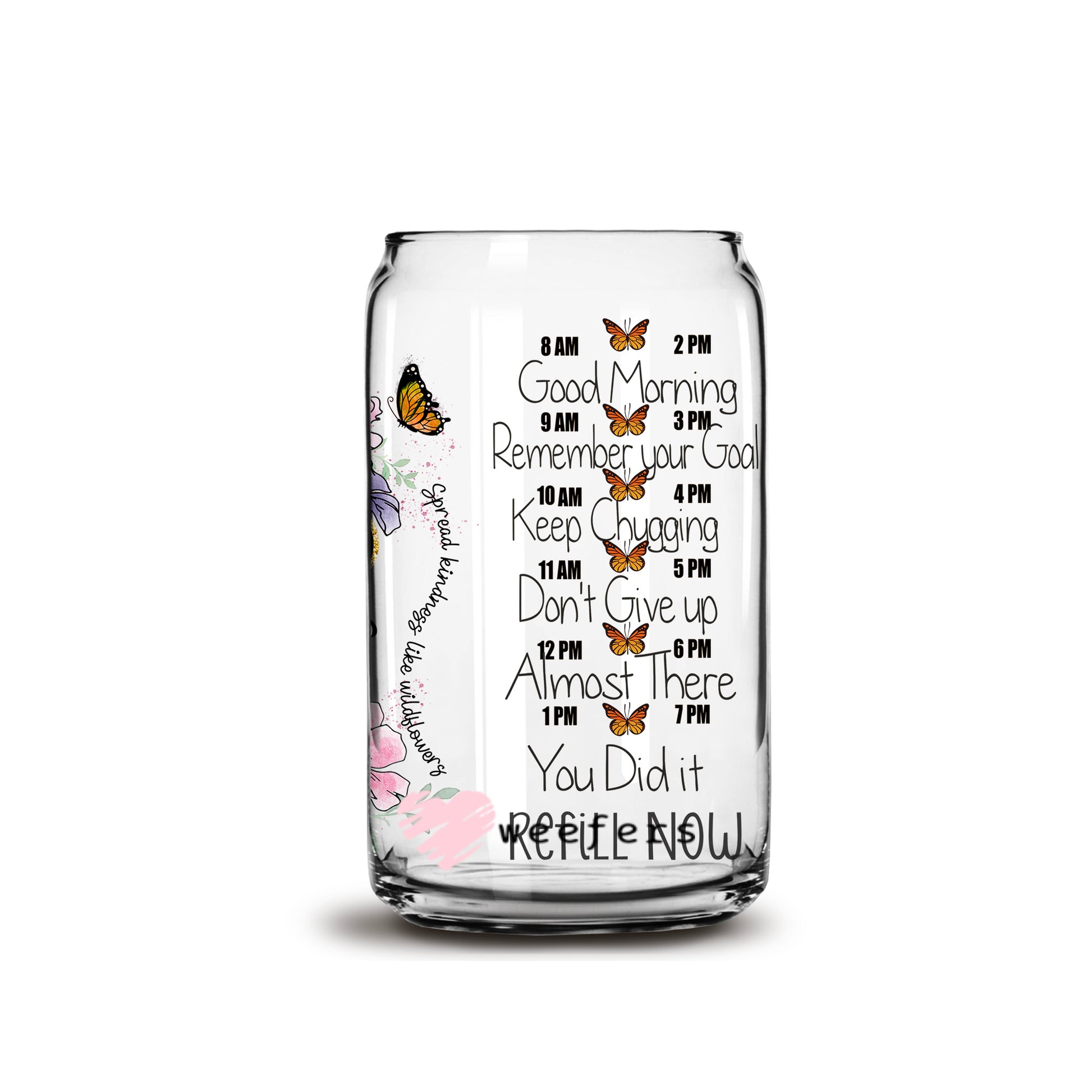 Daily Reminders Drink Your Water 16oz Libbey Glass Can UV DTF or Sublimation Wrap - Decal - Weefers