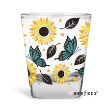 Load image into Gallery viewer, Sunflowers and Butterflies Shot Glass Short UV-DTF or Sublimation Wrap - Decal
