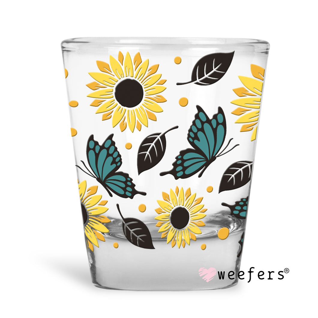Sunflowers and Butterflies Shot Glass Short UV-DTF or Sublimation Wrap - Decal