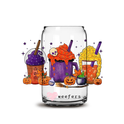 Sisters Coffee Latte Halloween 16oz Libbey Glass Can UV DTF or Sublimation Wrap - Decal - Weefers