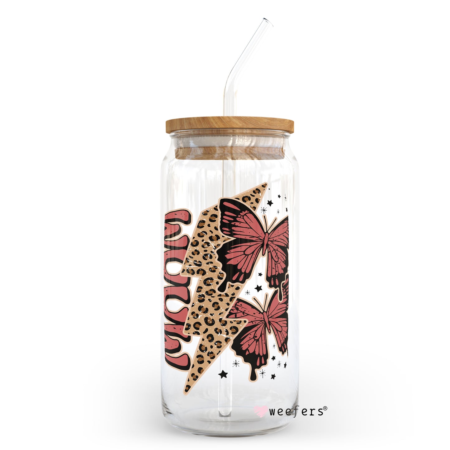 Boho Mama Lightening 20oz Libbey Glass Can UV DTF or Sublimation Wrap - Weefers