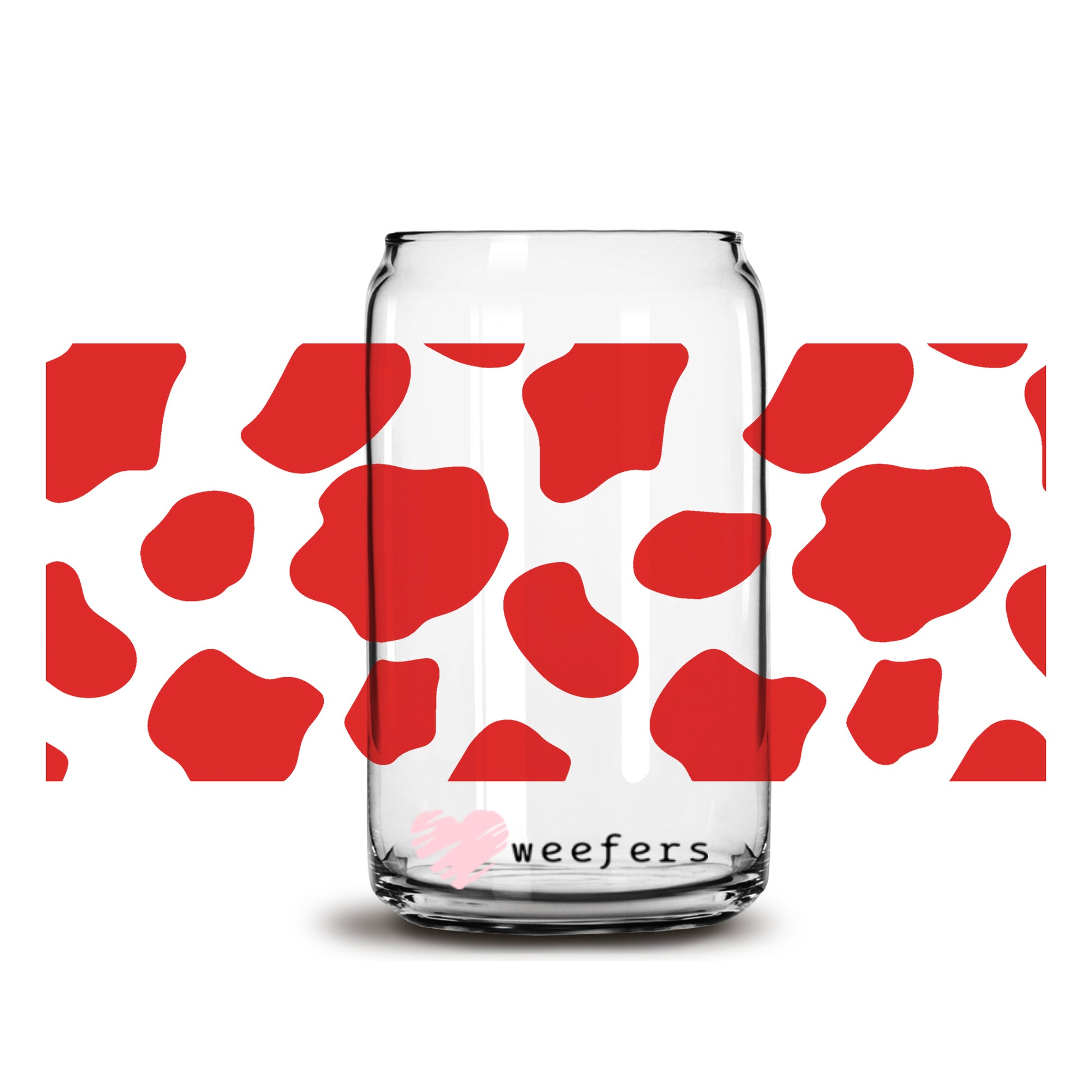 Red Cow Print 16oz Libbey Glass Can UV DTF or Sublimation Wrap - Decal - Weefers