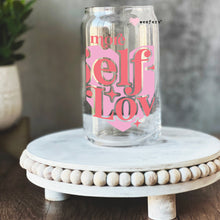 Load image into Gallery viewer, a glass jar with a pink lettering on it
