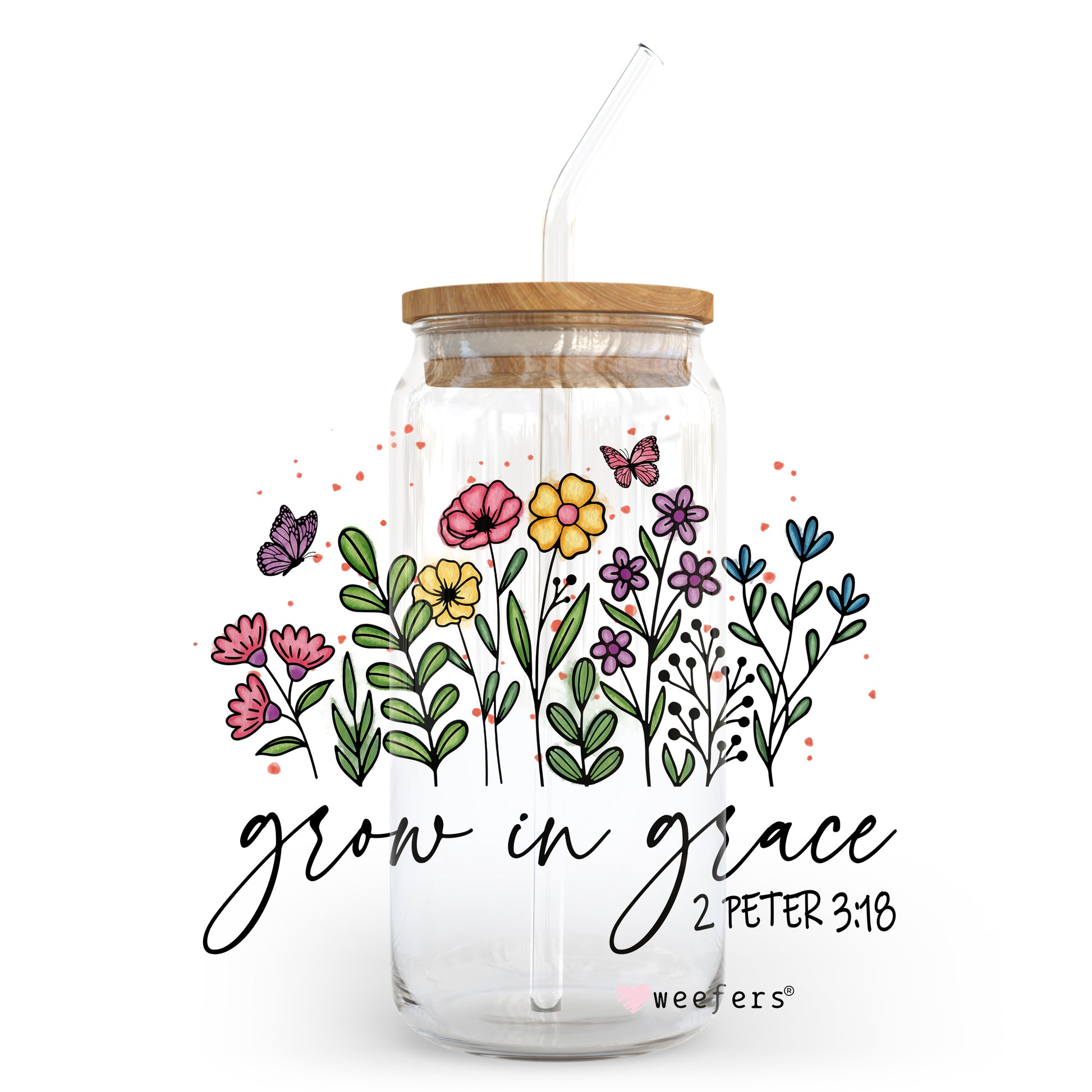 Grow in Grace 20oz Libbey Glass Can, 34oz Hip Sip, 40oz Tumbler UV DTF or Sublimation Decal Transfer - Weefers