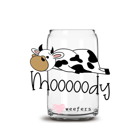 Moody Cow 16oz Libbey Glass Can UV DTF or Sublimation Cup Wrap - Decal Transfer - Weefers