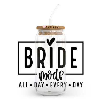 Bride Mode Black 20oz Libbey Glass Can, 34oz Hip Sip, 40oz Tumbler UV DTF or Sublimation Decal Transfer - Weefers