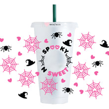 Load image into Gallery viewer, Spooky n Sweet Pink Halloween 24oz UV-DTF Cold Cup Wrap - Ready to apply Wrap - HOLE
