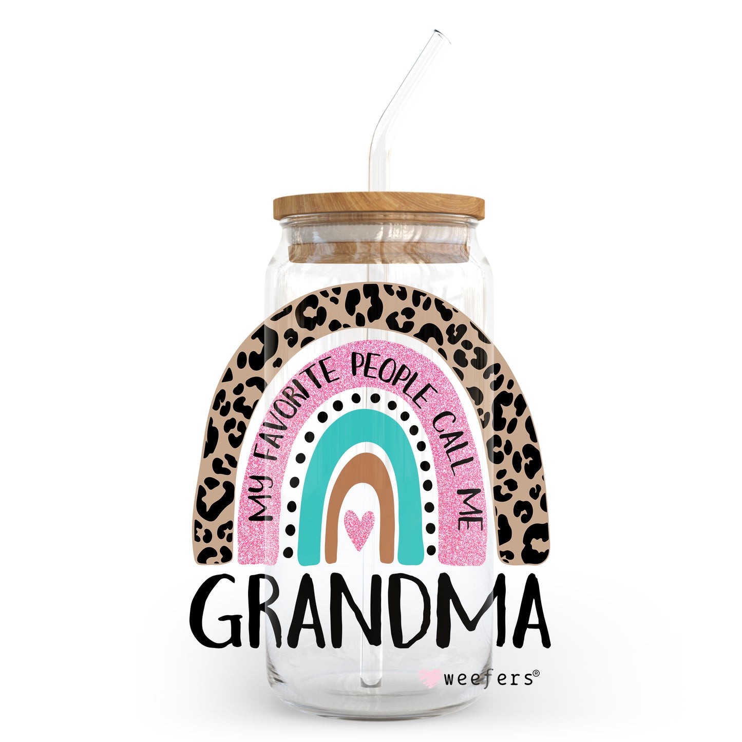 Mother's Day Grandma Boho Rainbow 20oz Libbey Glass Can, 34oz Hip Sip, 40oz Tumbler UV DTF or Sublimation Decal Transfer - Weefers