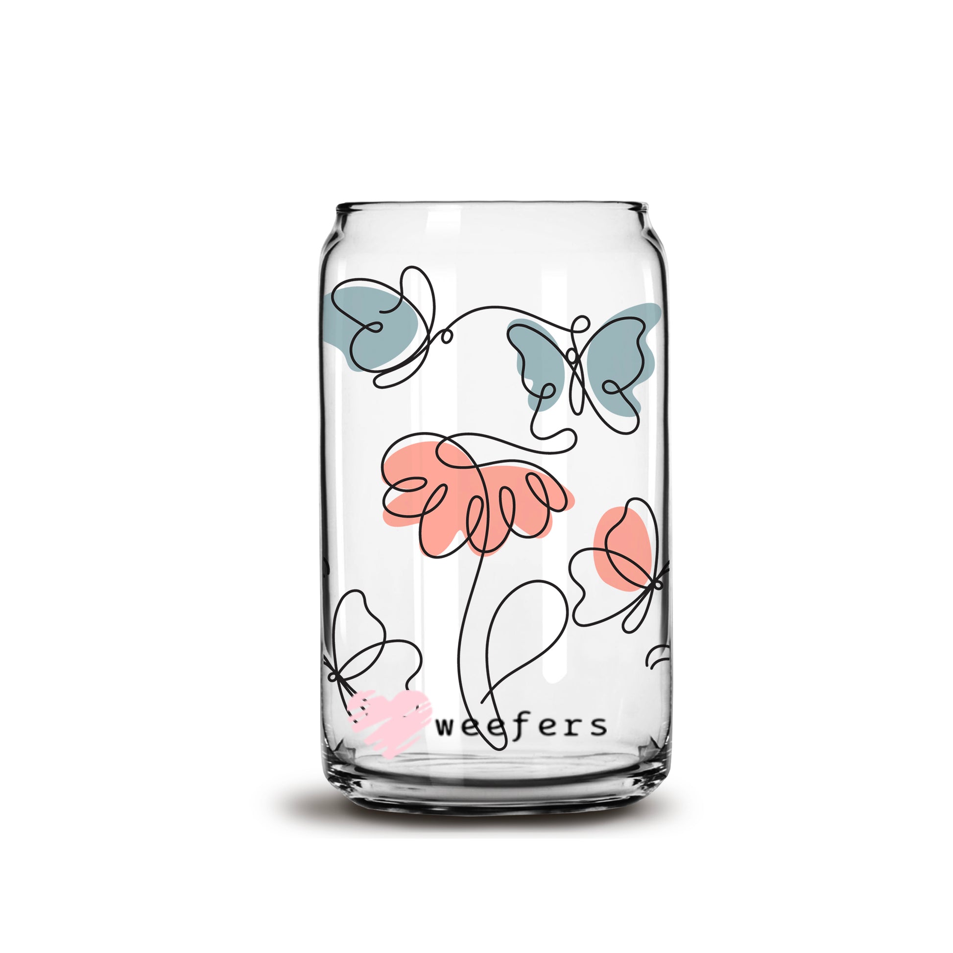 Dainty Butterflies Libbey Glass Can UV DTF or Sublimation Wrap - Decal - Weefers