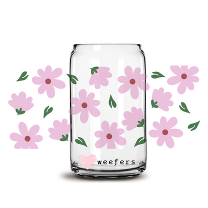 Spring Purple Daisies 16oz Libbey Glass Can UV DTF or Sublimation Wrap - Decal - Weefers