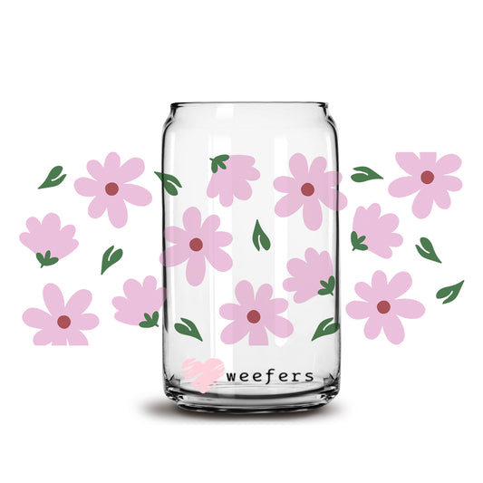 Spring Purple Daisies 16oz Libbey Glass Can UV DTF or Sublimation Wrap - Decal - Weefers