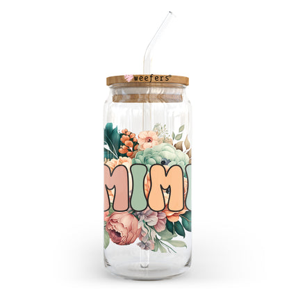 Boho Mimi Floral 20oz Libbey Glass Can UV DTF or Sublimation Wrap - Decal Transfer - Weefers