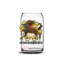 Load image into Gallery viewer, School Bus Driver Life Messy Bun 16oz Libbey Glass Can UV-DTF or Sublimation Wrap - Decal
