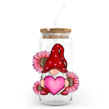 Load image into Gallery viewer, a glass jar with a gnome holding a heart
