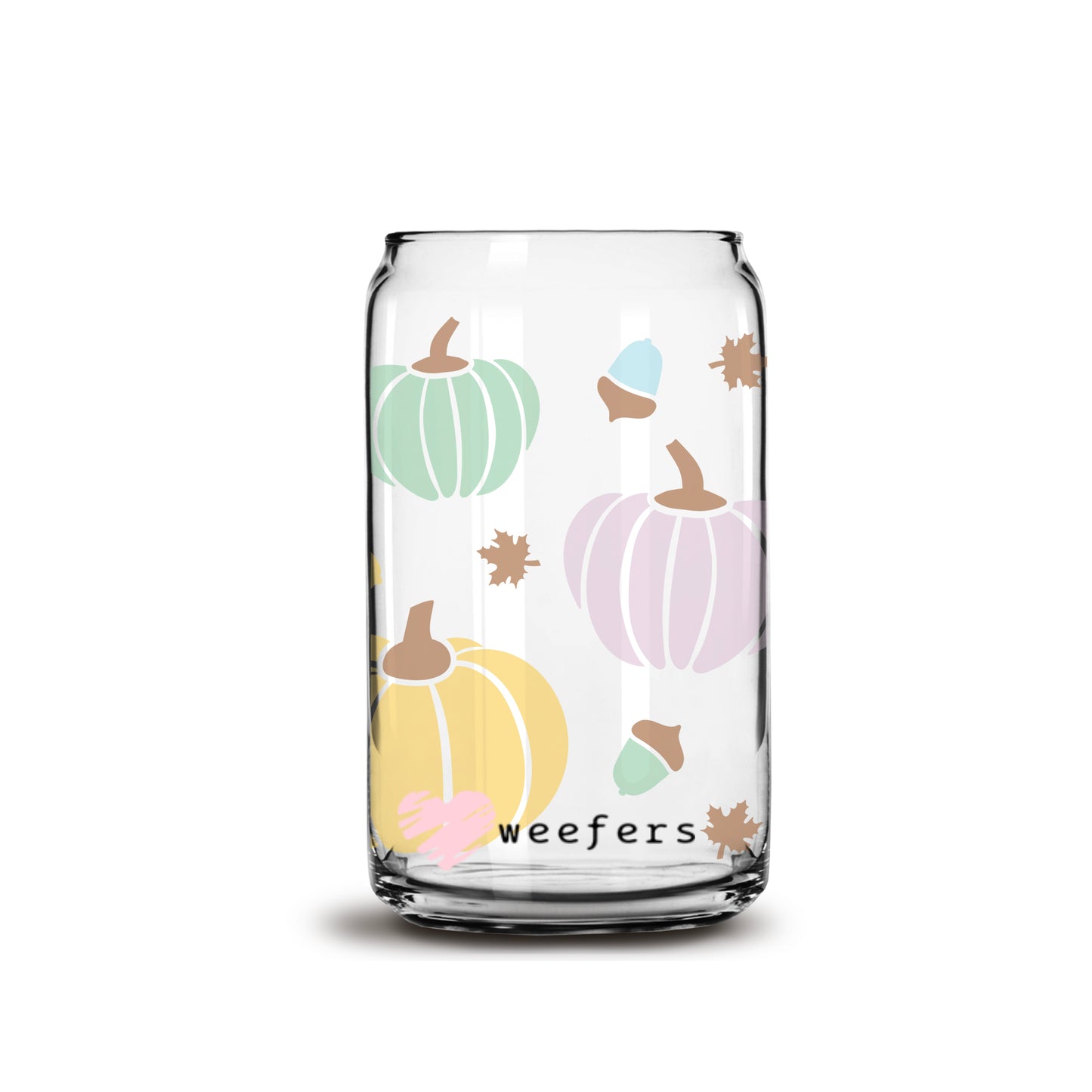 Pastel Pumpkins 16oz Libbey Glass Can UV DTF or Sublimation Wrap - Decal - Weefers