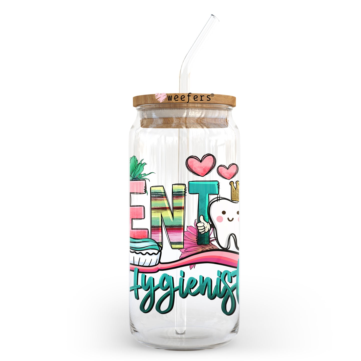 Dental Hygienist 20oz Libbey Glass Can UV DTF or Sublimation Wrap - Decal Transfer Weefers