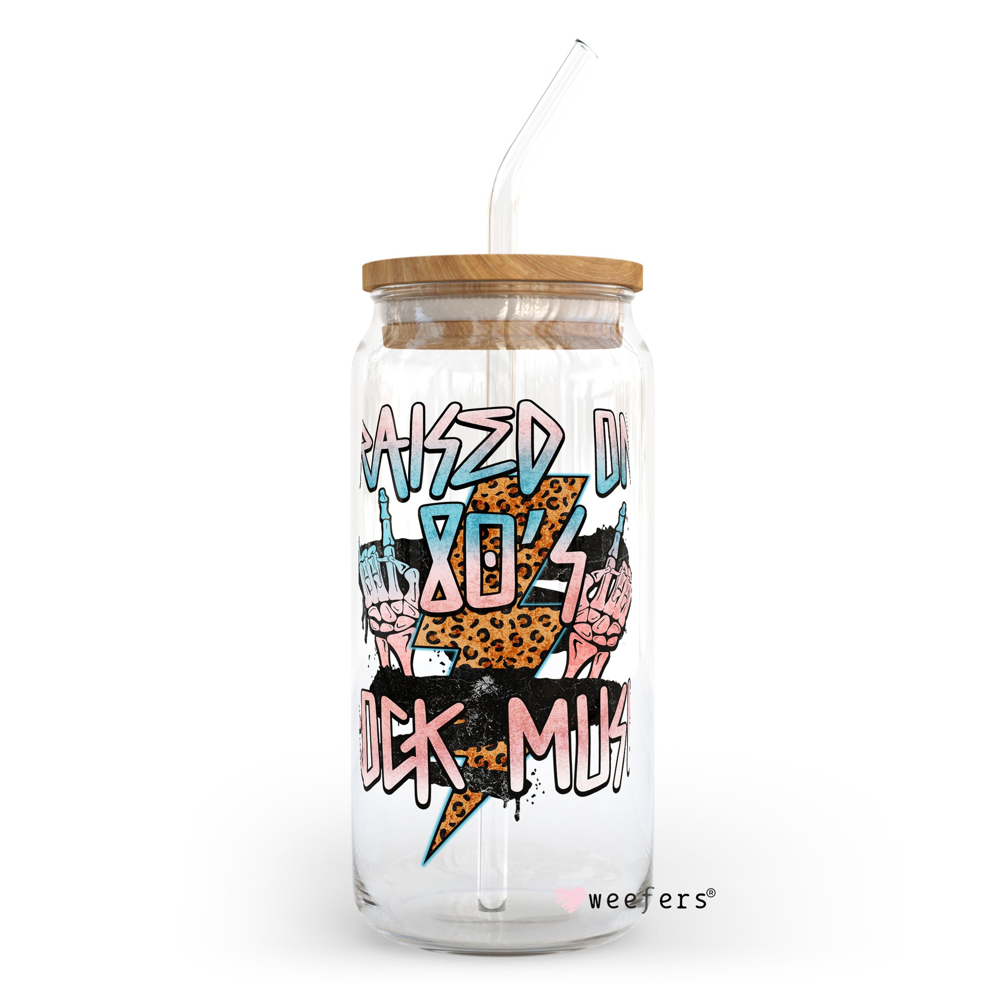 Raised on 80's Rock Music 20oz Libbey Glass Can, 34oz Hip Sip, 40oz Tumbler UV DTF or Sublimation Decal Transfer - Weefers