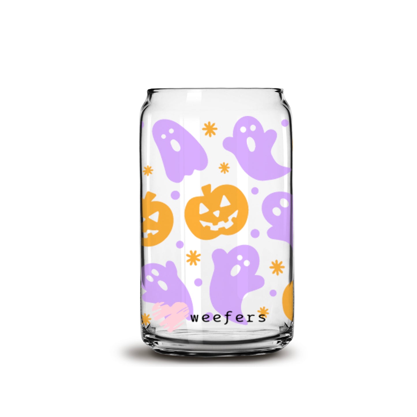 Purple and Orange Ghosts 16oz Libbey Glass Can UV DTF or Sublimation Wrap - Decal - Weefers