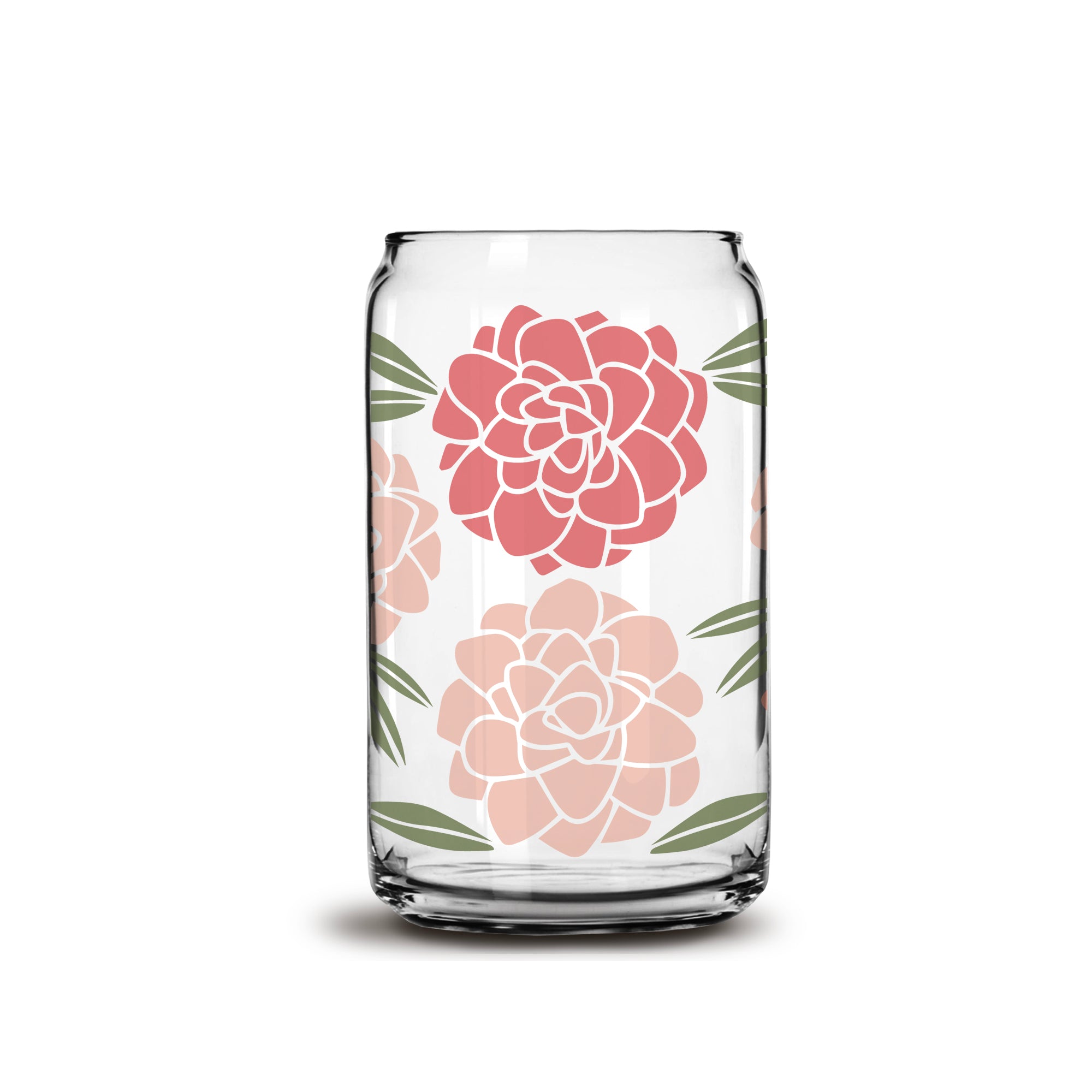 Peonies Floral Libbey Glass Can Wrap UVDTF Sublimation - Weefers