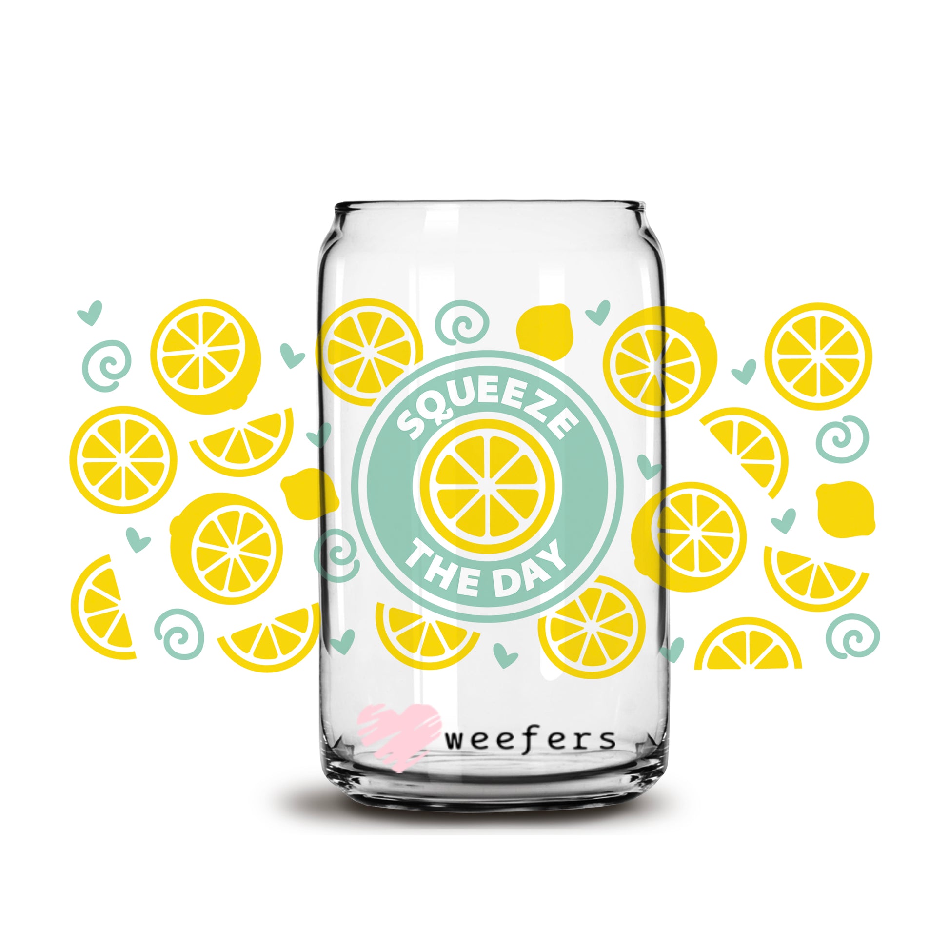 Squeeze The Day Lemon Libbey Glass Can Wrap UV DTF Sublimation Transfers - Weefers