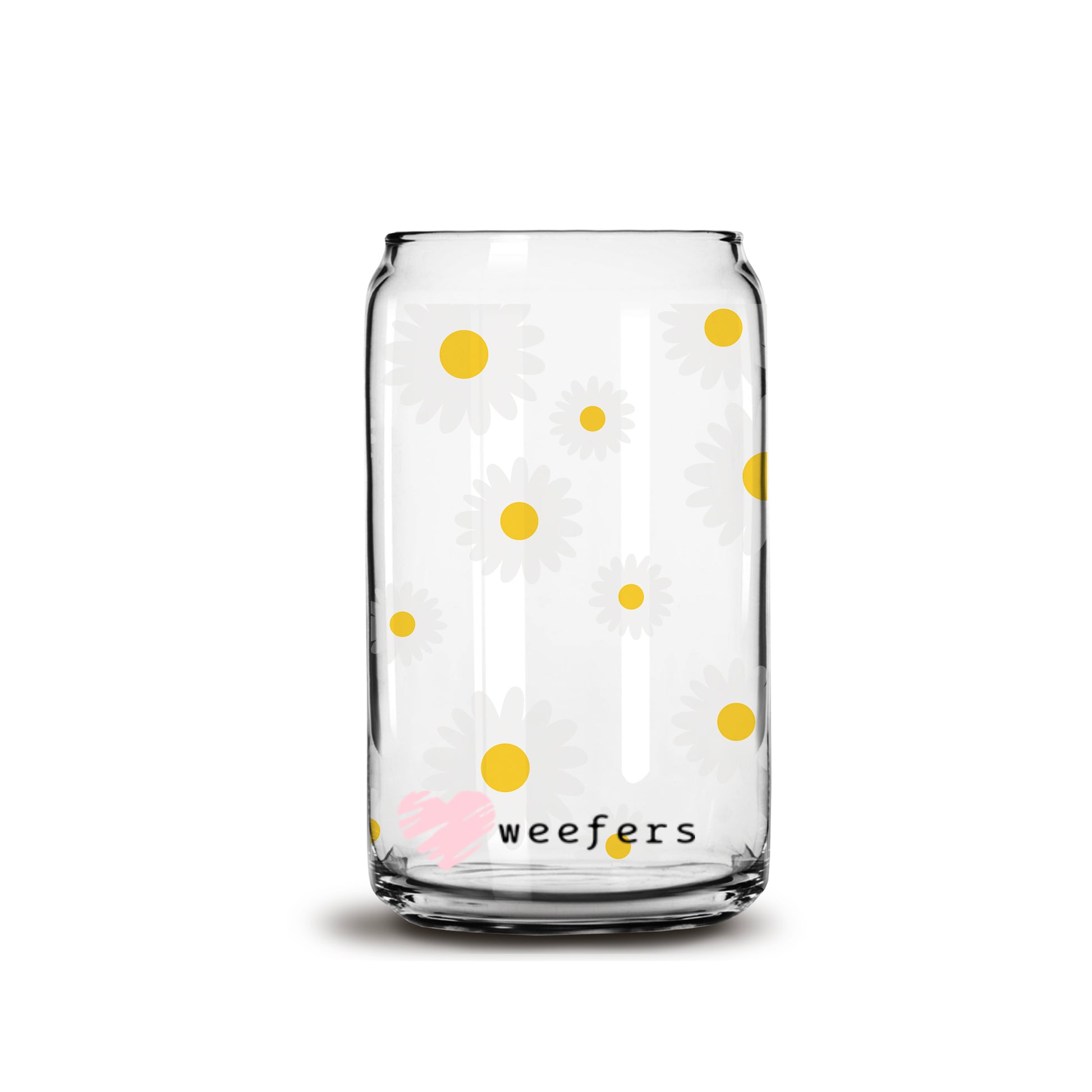 White and Yellow Daisies Libbey Glass Can Wrap UV DTF Sublimation Transfers - Weefers