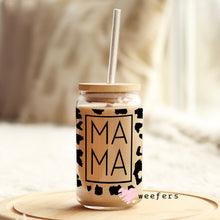 Load image into Gallery viewer, Mama Black Leopard Libbey Glass Can Wrap UV-DTF Sublimation Transfers
