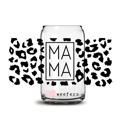 Mama Black Leopard Libbey Glass Can Wrap UV DTF Sublimation Transfers - Weefers