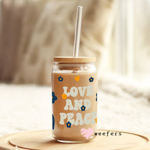 Load image into Gallery viewer, Love and Peace Libbey Glass Can Wrap UV-DTF Sublimation Transfers
