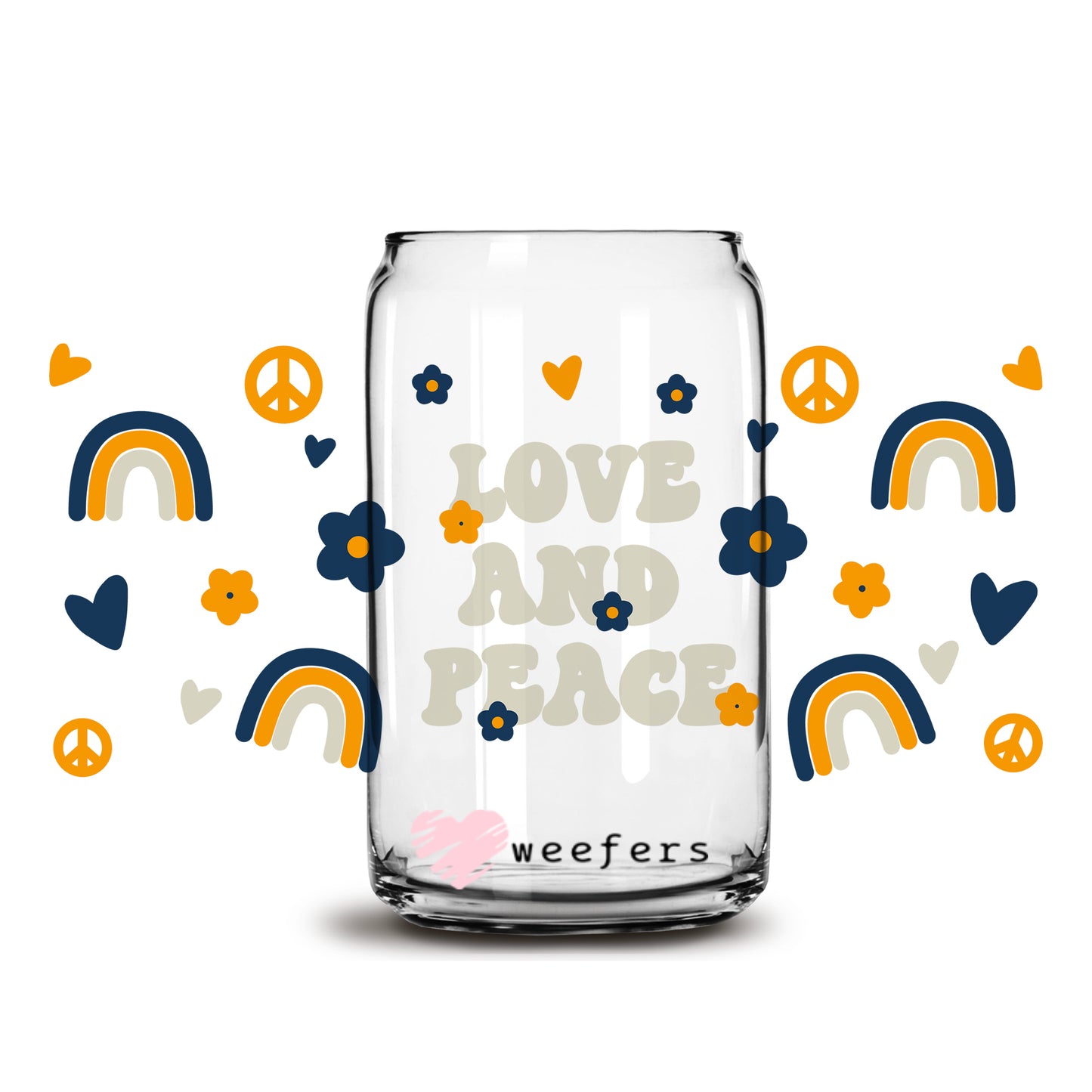 Love and Peace Libbey Glass Can Wrap UV DTF Sublimation Transfers - Weefers