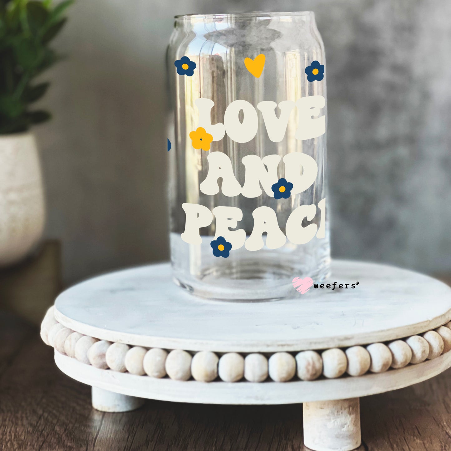 Love and Peace Libbey Glass Can Wrap UV DTF Sublimation Transfers - Weefers